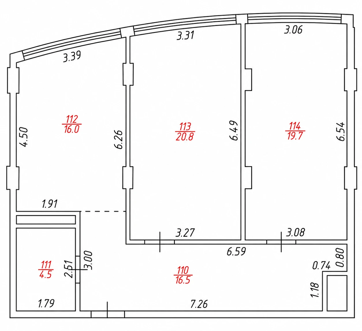 3-комнатная - 77,5 м²
