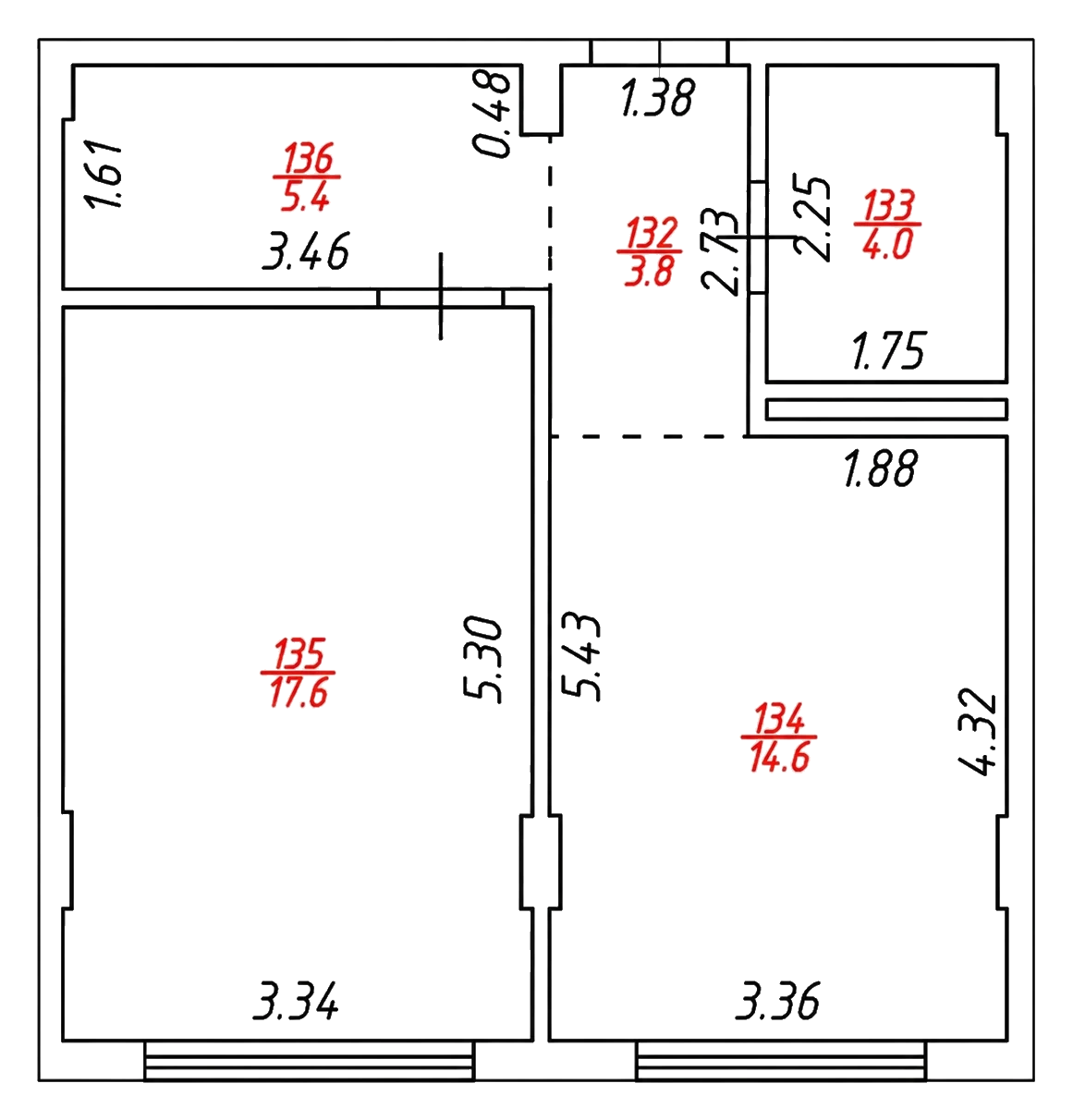 2-комнатная - 45,4 м²